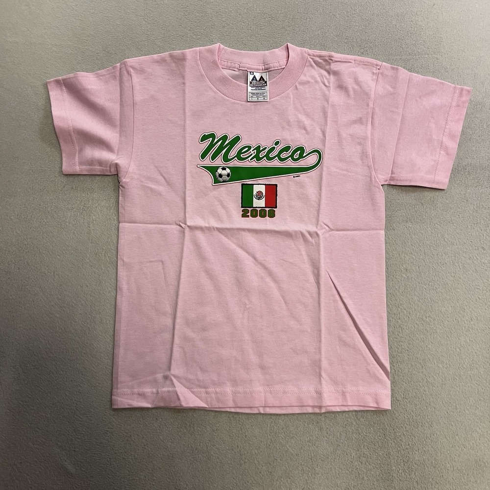 Vintage Mexico Soccer 2006 T-Shirt Youth Child's Girls Size Large Pink Y2K